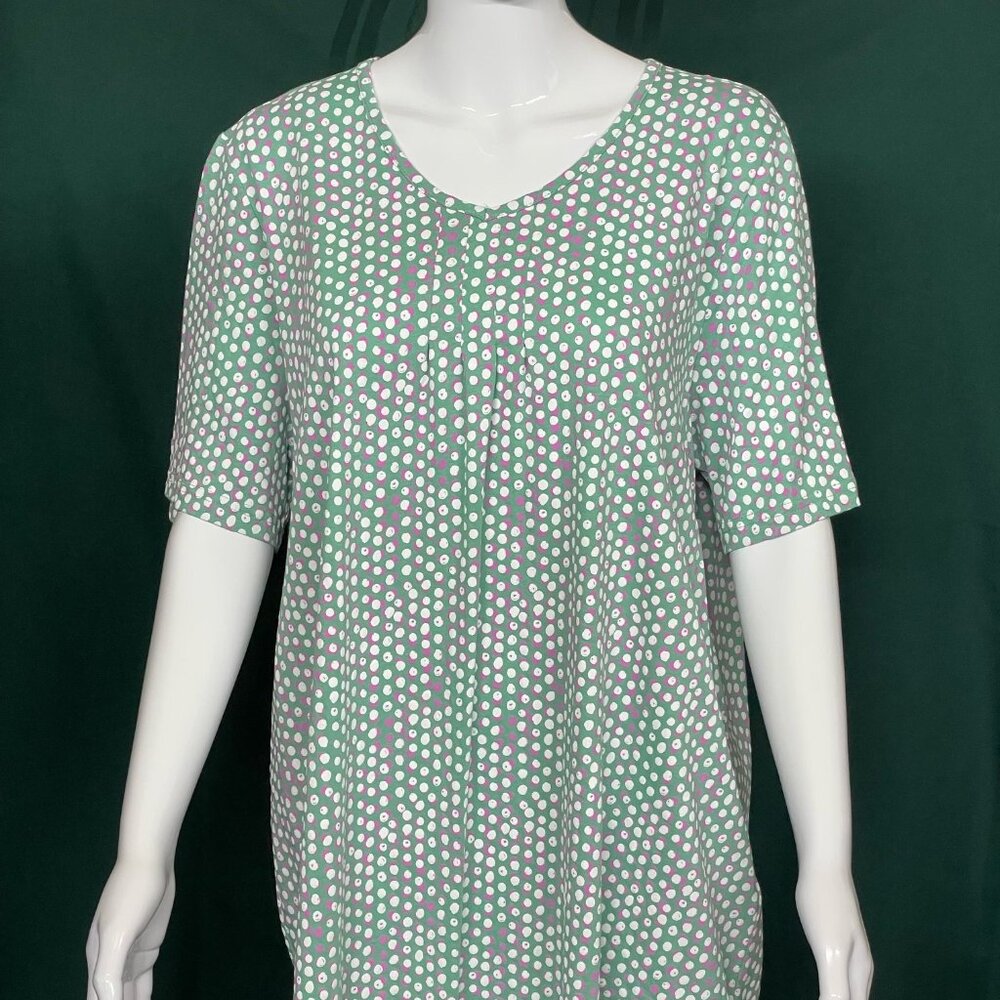 Ulla Popken Women's Top Size 16/18 Green White / Pink Dots T Shirt